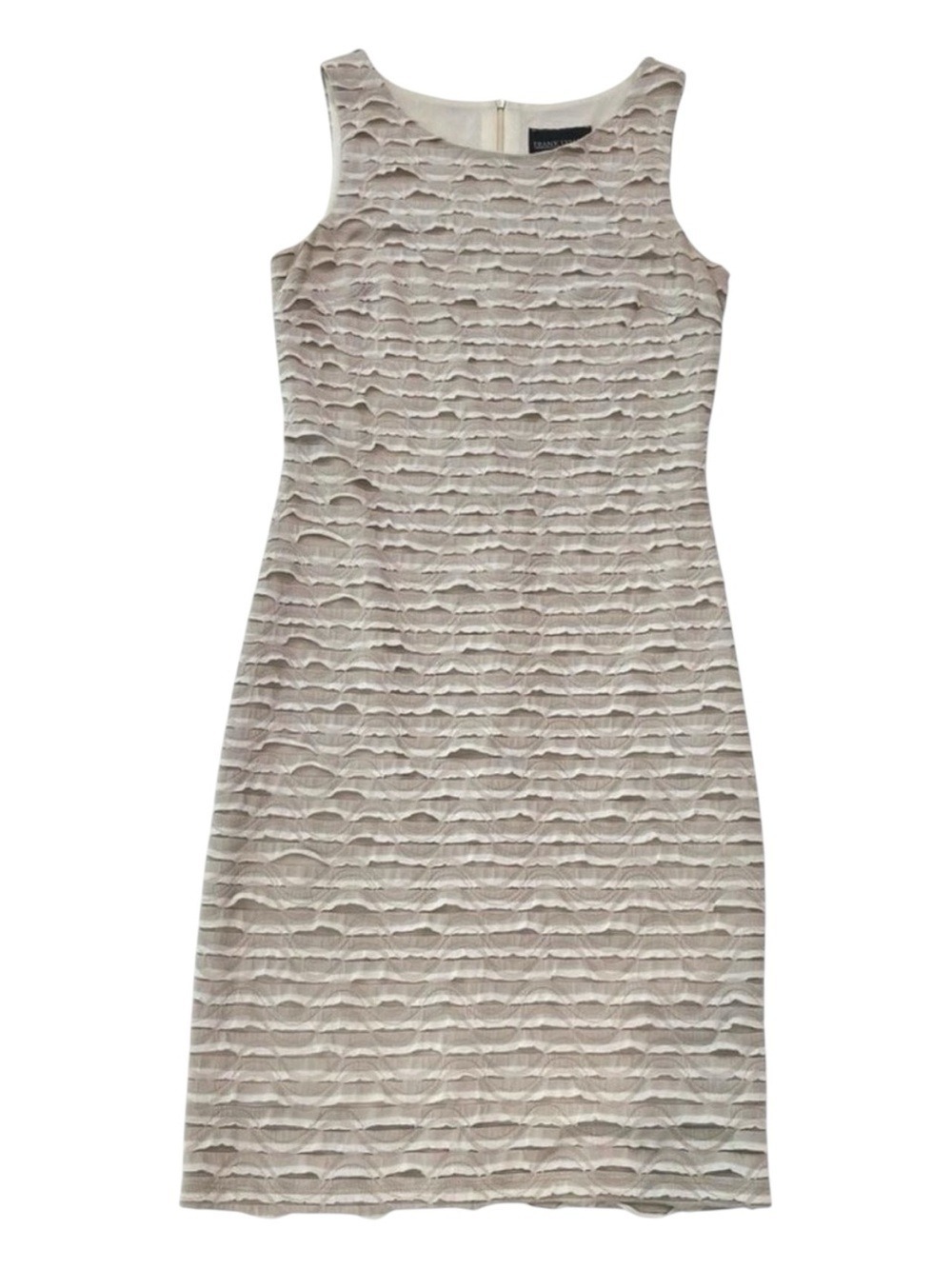Frank Lyman bandage jersey sheath dress beige tan cream neutral sleeveless size6